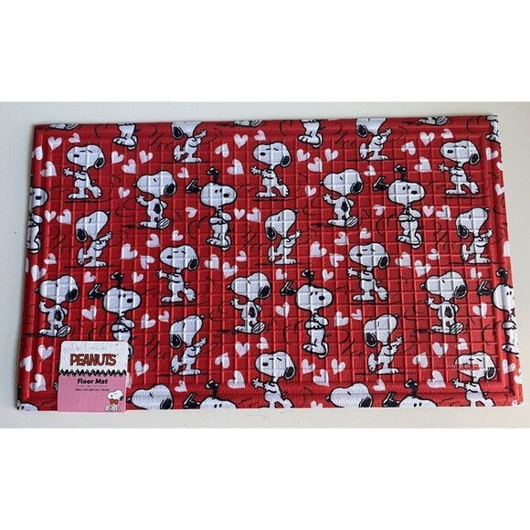 Peanuts Snoopy Valentines Outdoor Rubber Door Mat Rug 18X30” Red Hearts NEW - Picture 1 of 14